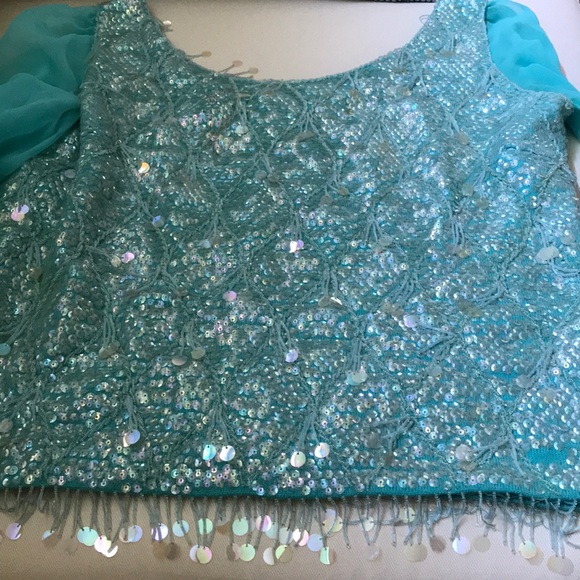 Tops - Vintage sequin wool knit and chiffon top